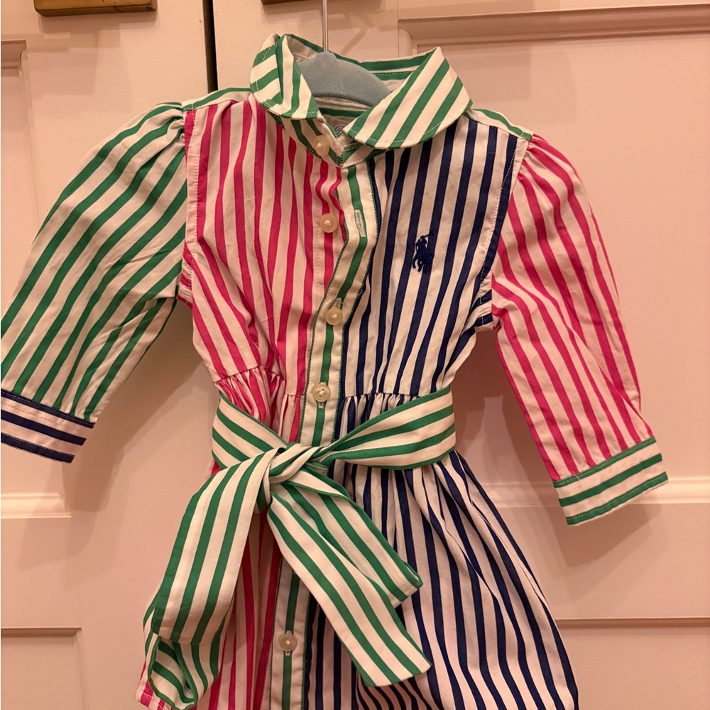 NWT Baby Ralph Lauren Cotton Poplin Striped Dress